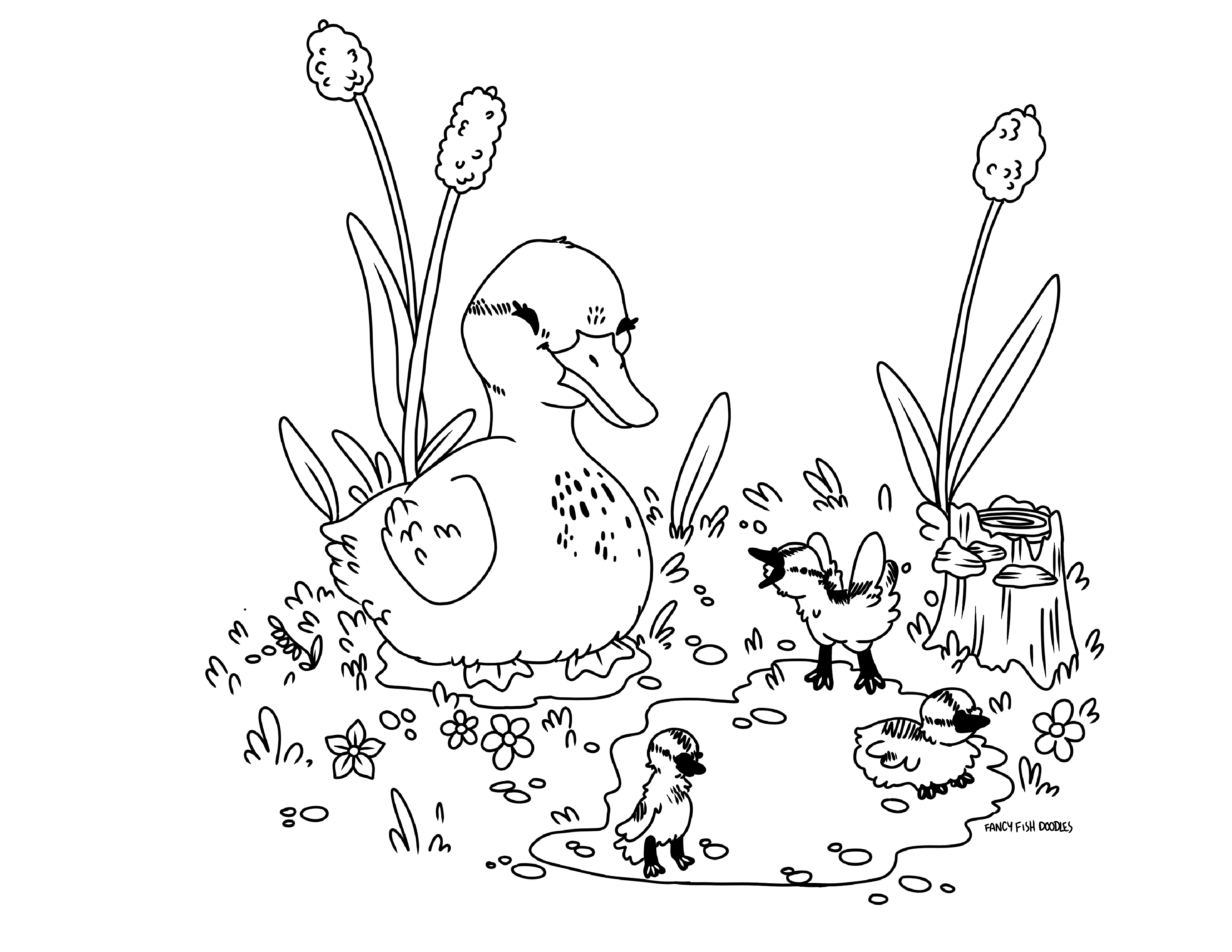 Mallard babies and Mom coloring sheet