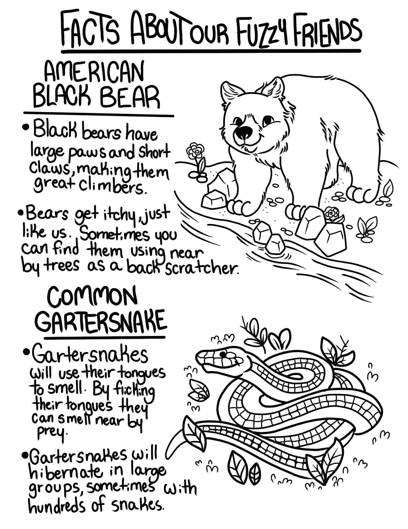 Bears and snakes coloring sheet