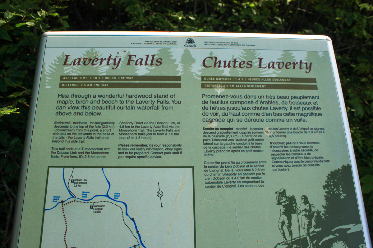 Laverty Falls Trail sign