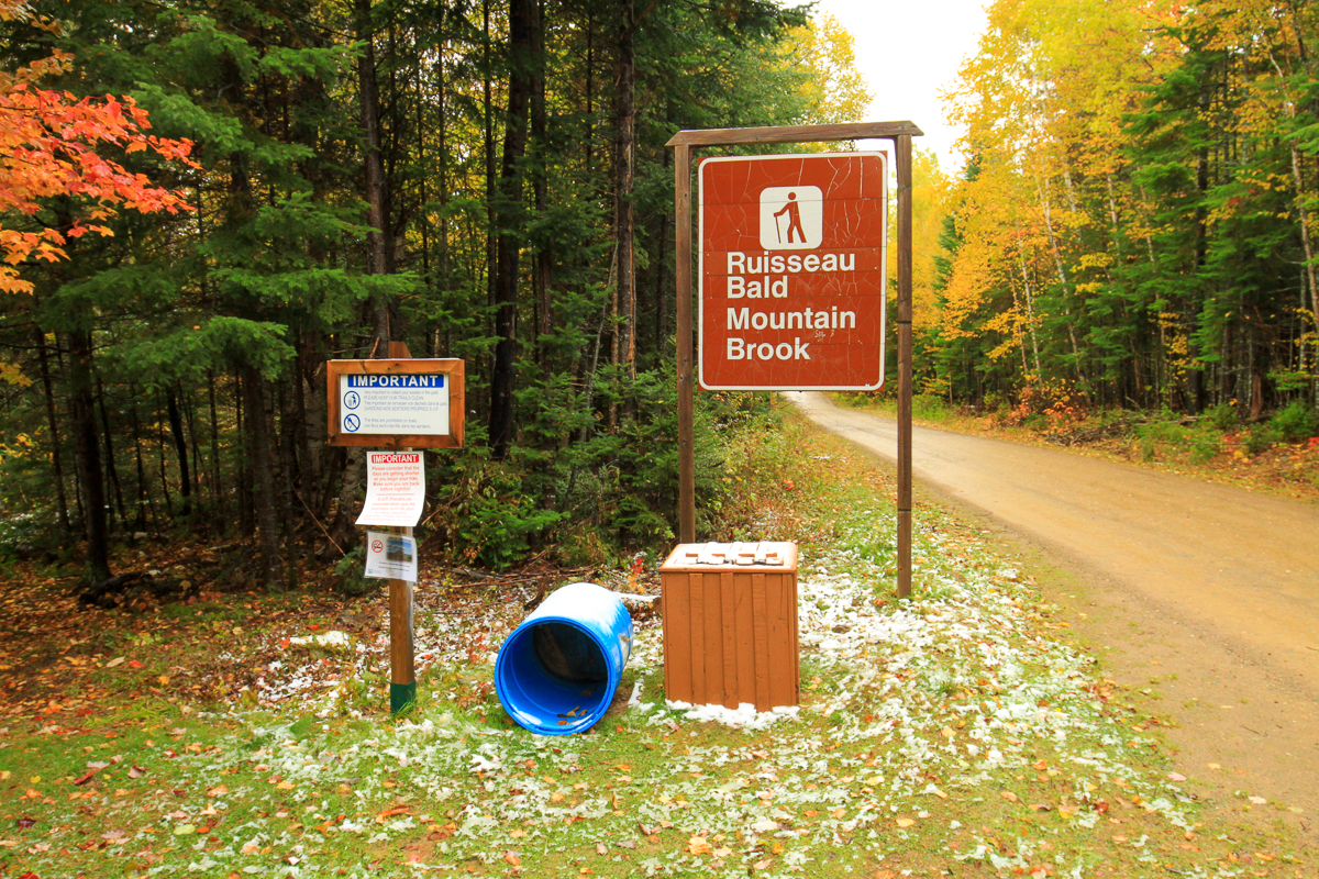 Trail sign for the Bald Mountain Brook Trail