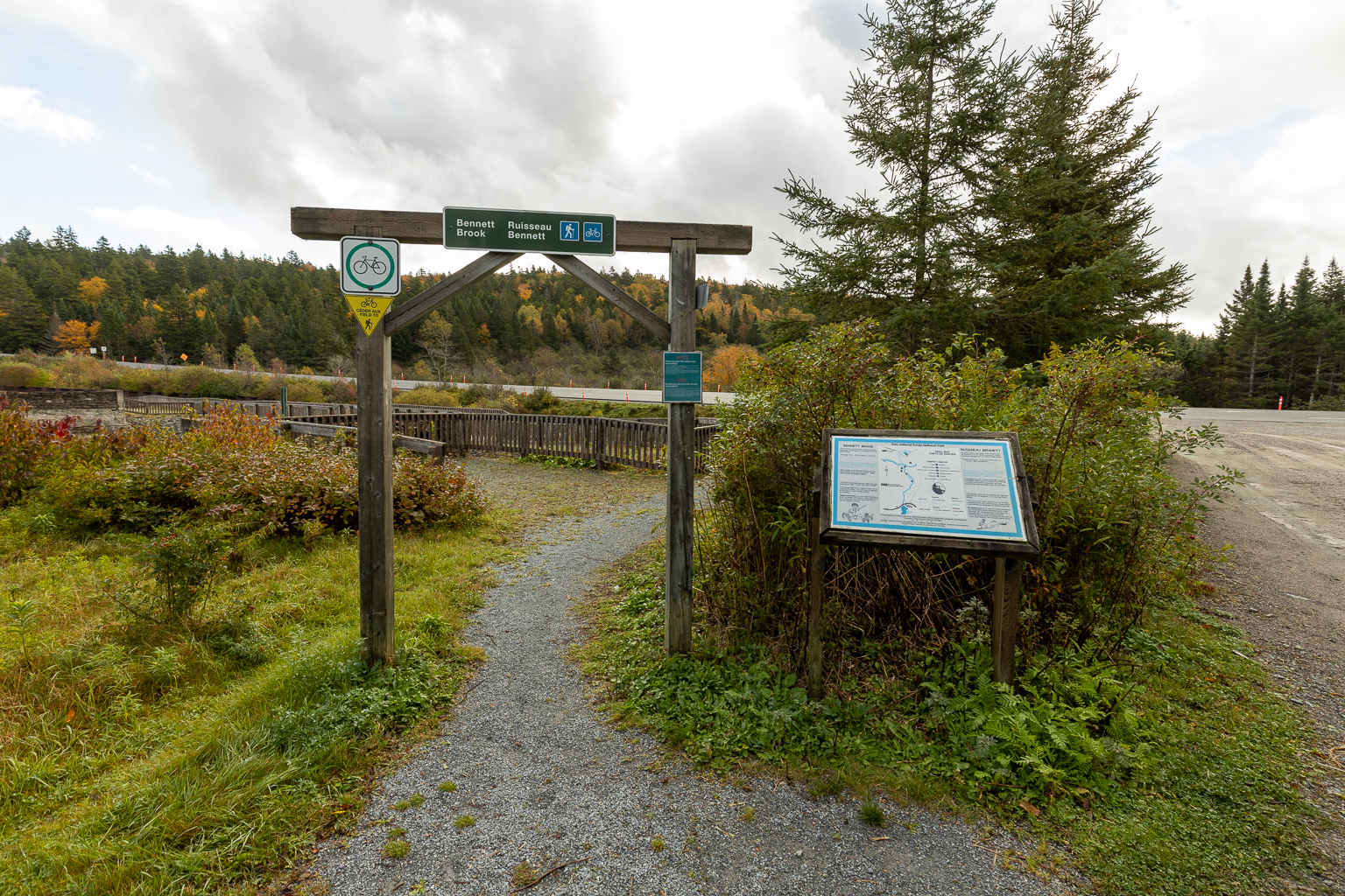 The start of the Bennett Brook Trail at Fundy National Park