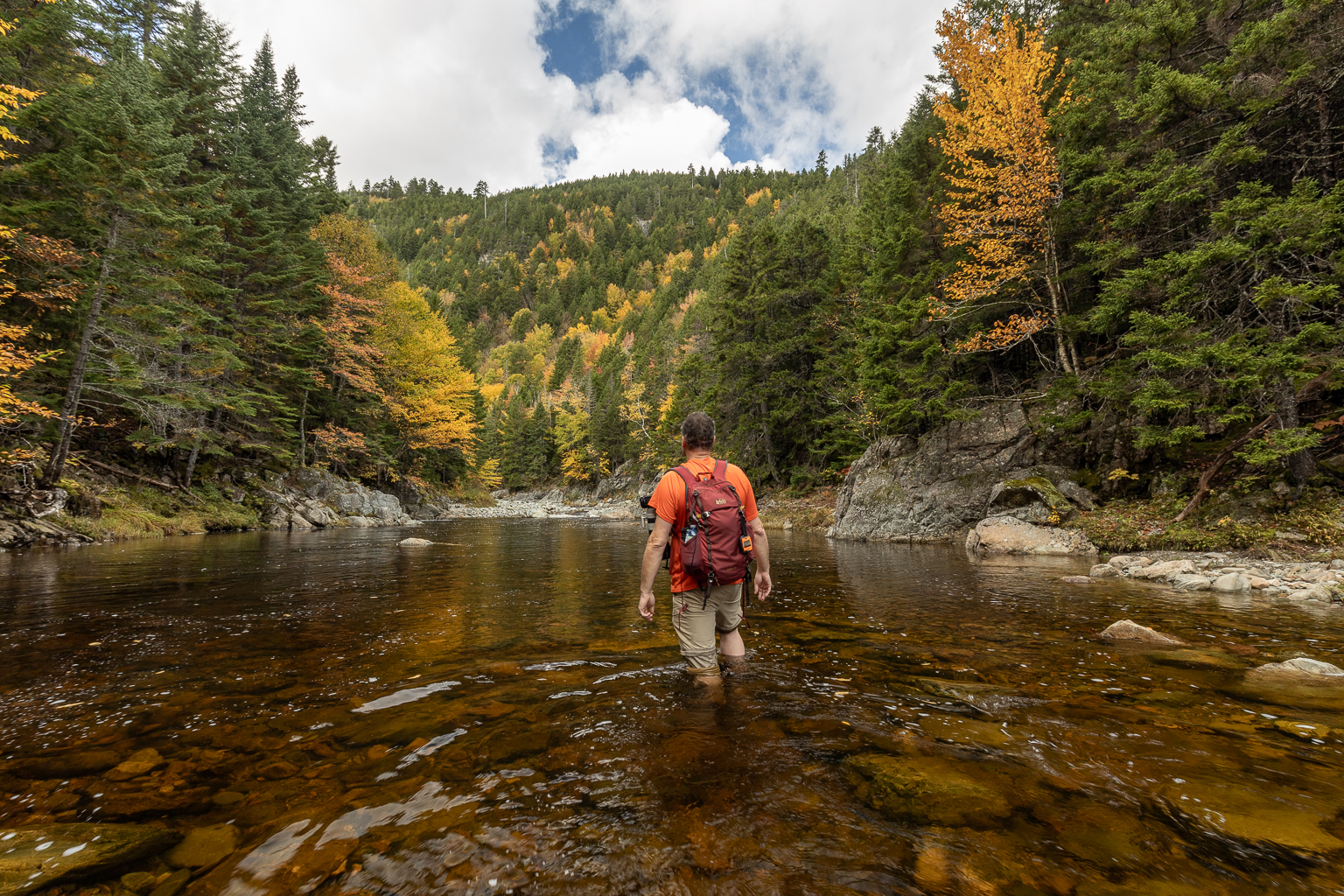 Crossing Point Wolfe River on the Bennett Brook Trail at Fundy National Park