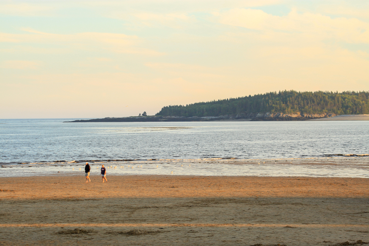 A couple walking on the beach at New River Beach Provincial Park