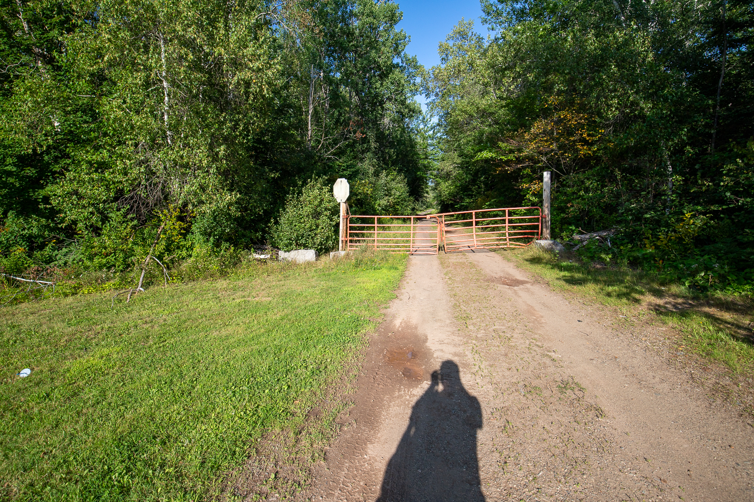 The gated road that accesses several of the trails