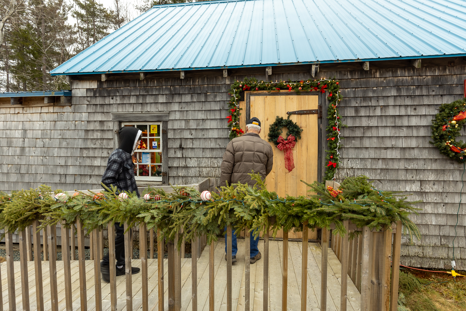 Entering the visitors centre at MacDonalds Farm in Miramichi